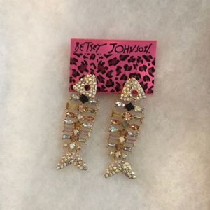Betsey Johnson Fish Skeleton Earrings
